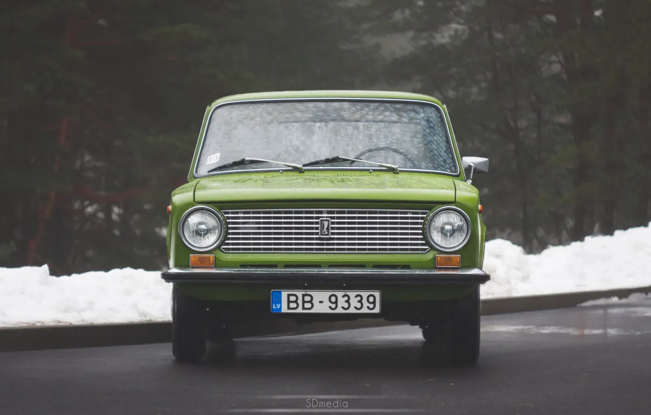 Photo wallpaper winter, snow, tree, Lada, green, Lada, Lada, 2101