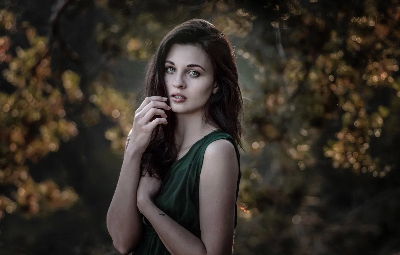 Photo wallpaper girl, portrait, brunette, tattoo