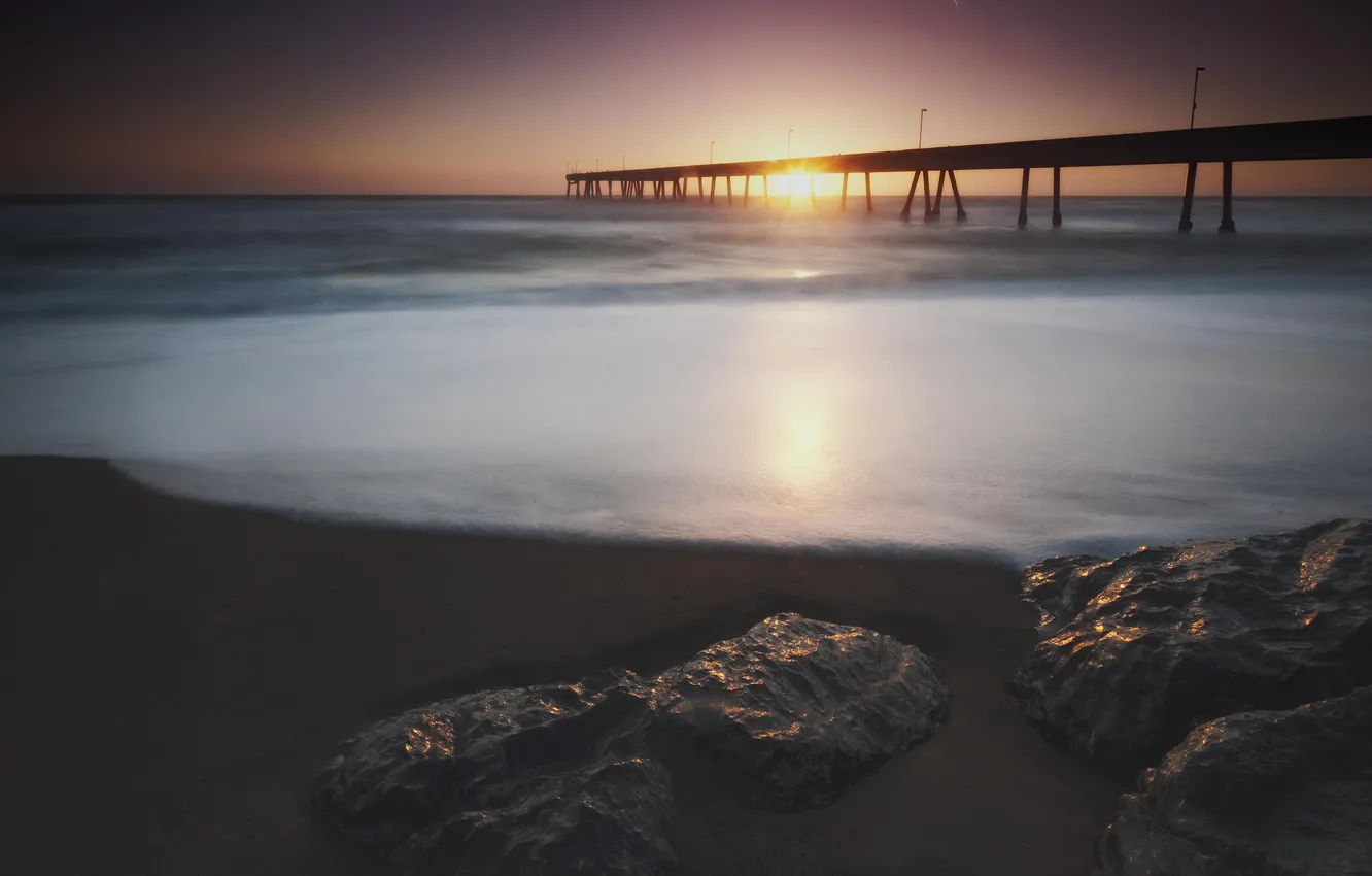 Photo wallpaper beach, the ocean, dawn, pierce, California, USА, Pacifica