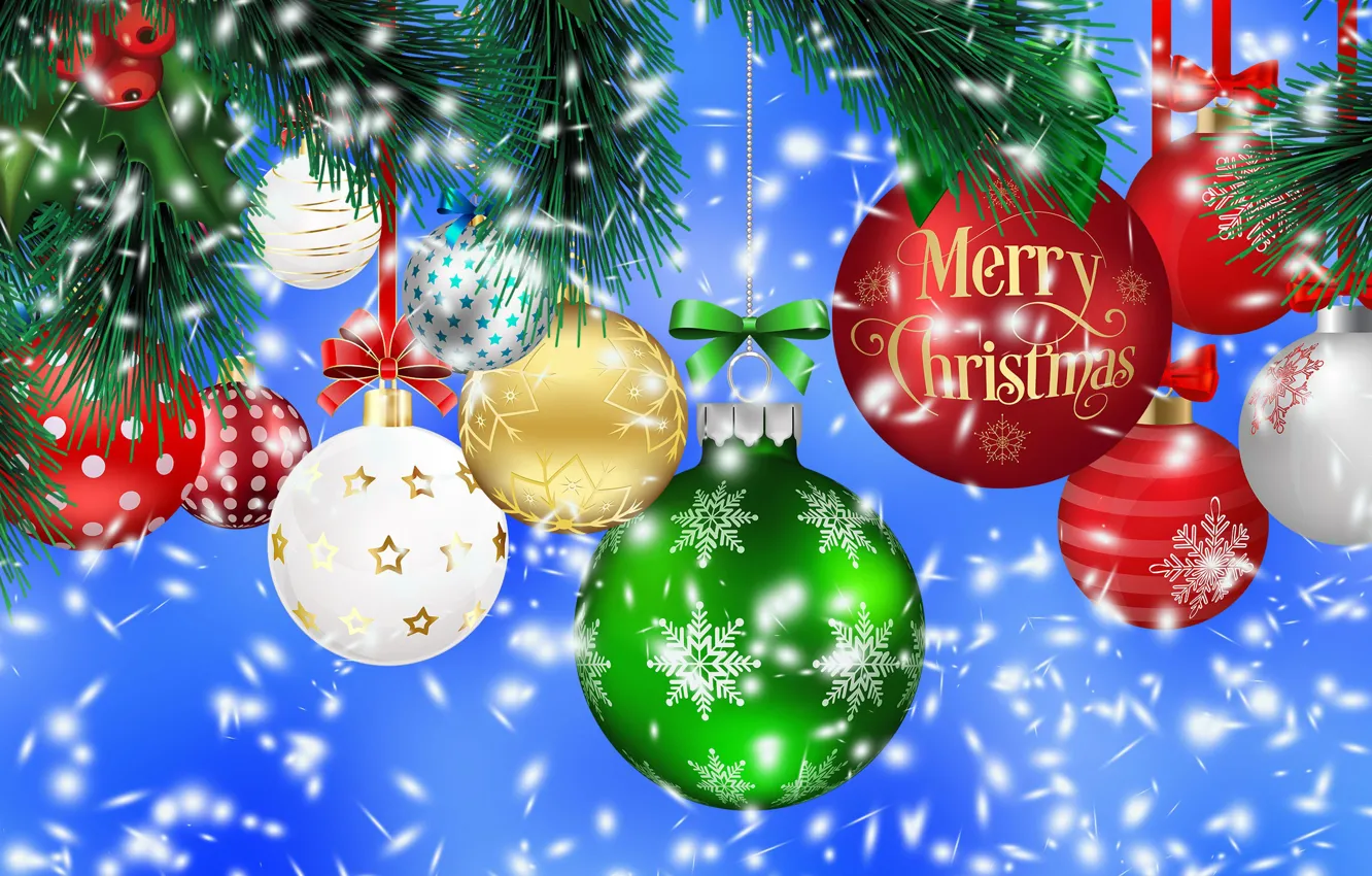 Photo wallpaper Congratulations, Christmas, Bombki