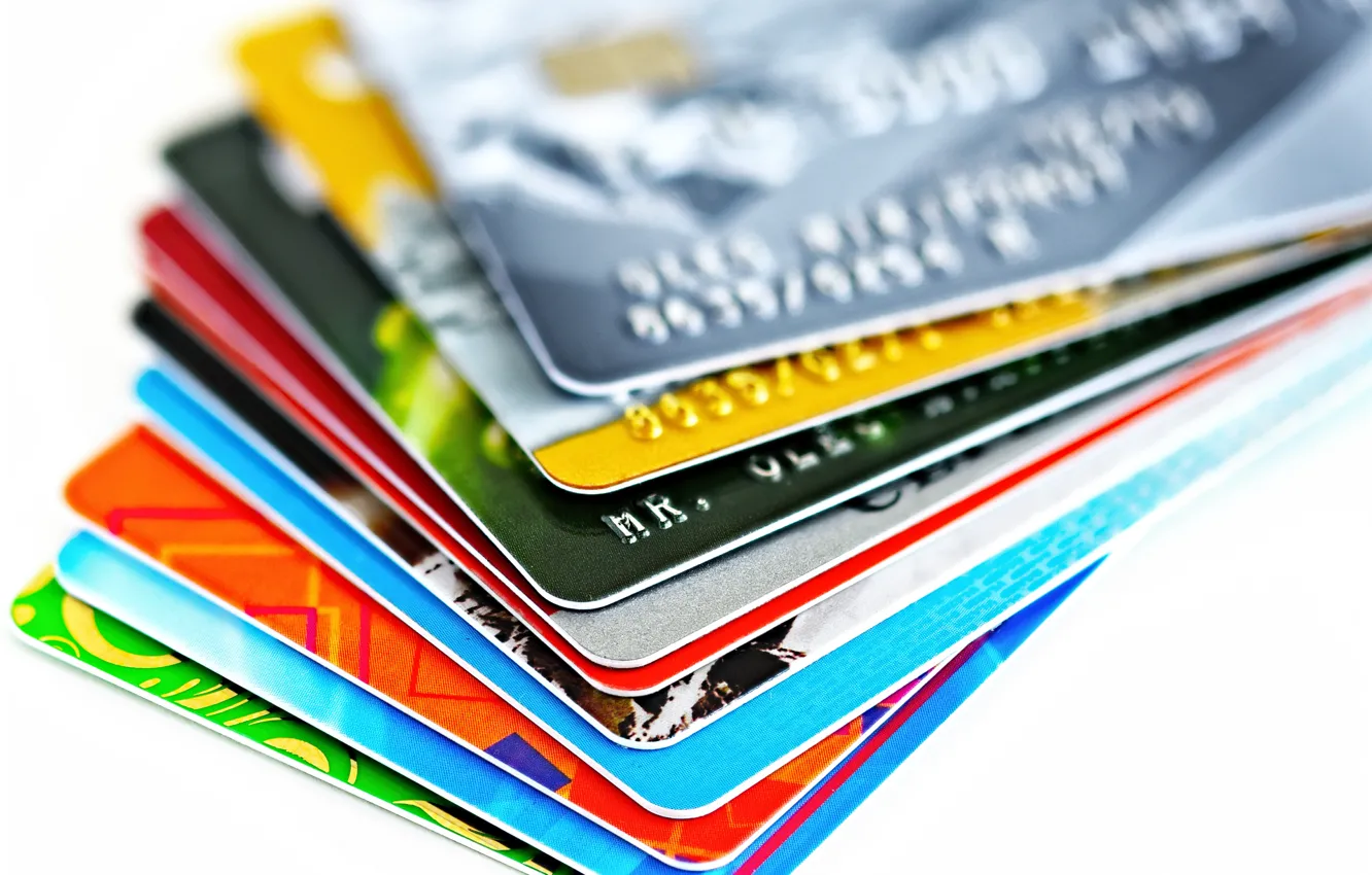 Photo wallpaper plastic, credit cards, debit