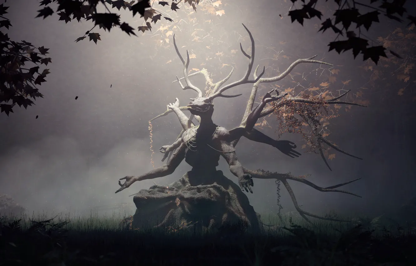 Photo wallpaper forest, skull, fantasy, deity