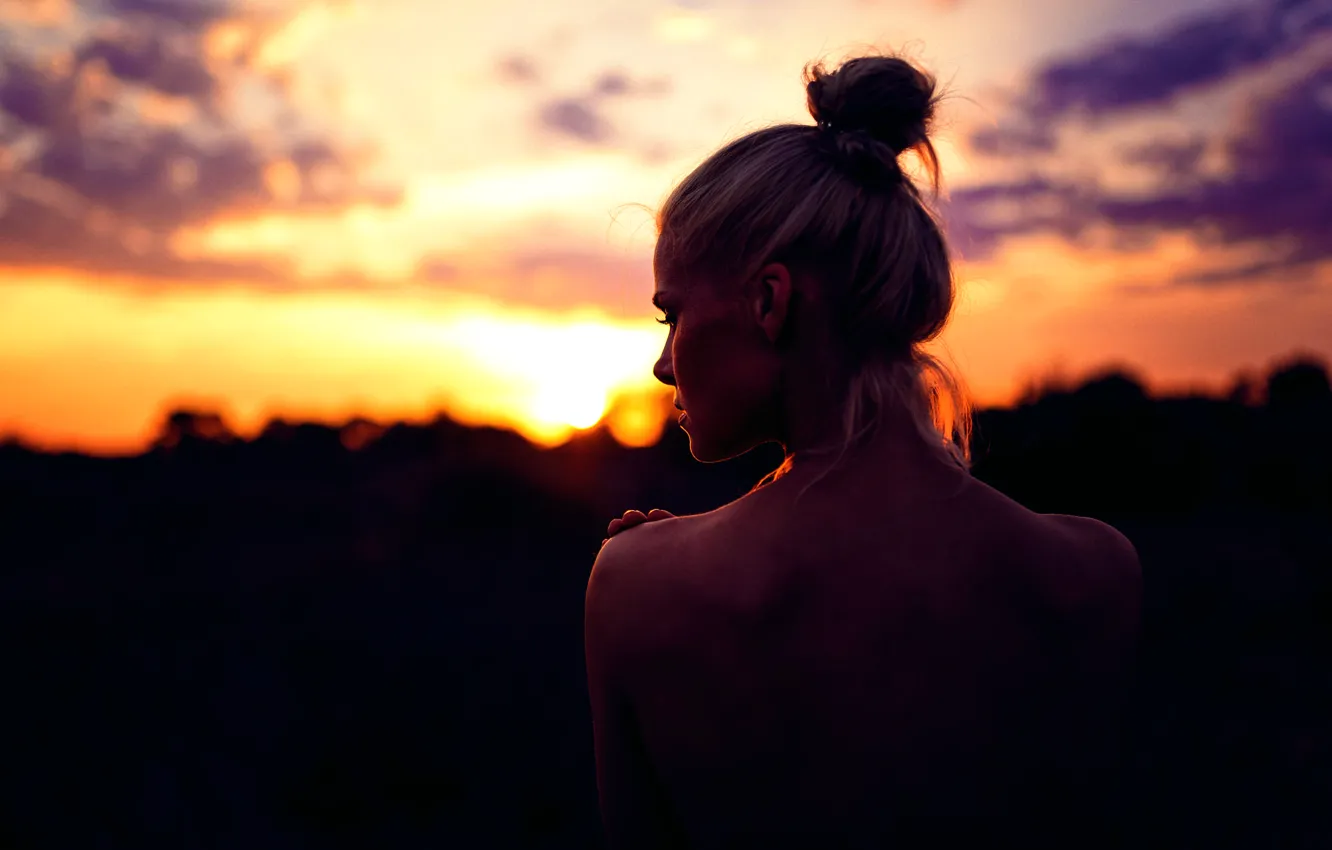 Photo wallpaper girl, silhouette, Miro Hofmann, Alex Sunset