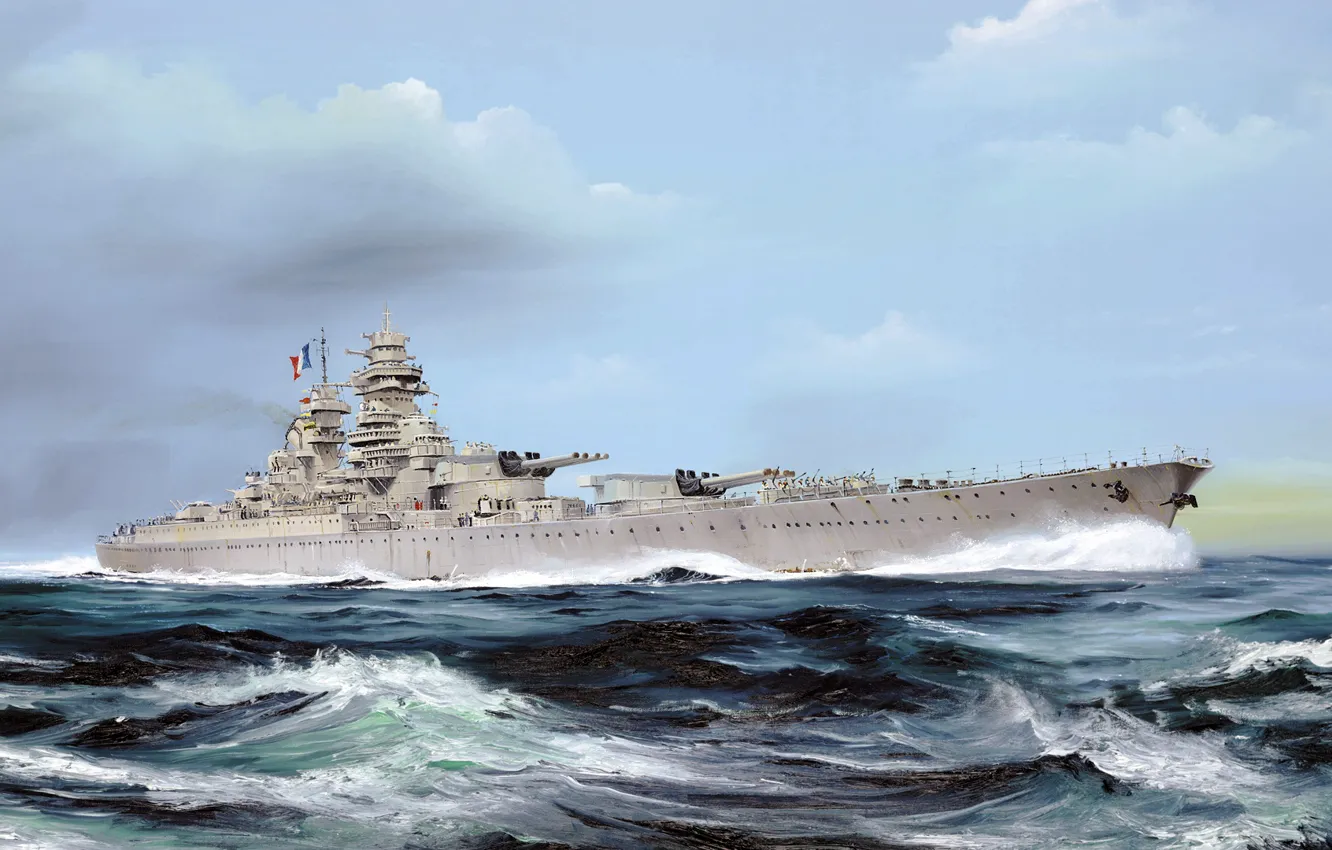 Photo wallpaper France, battleship, Richelieu, battleship of the French Navy