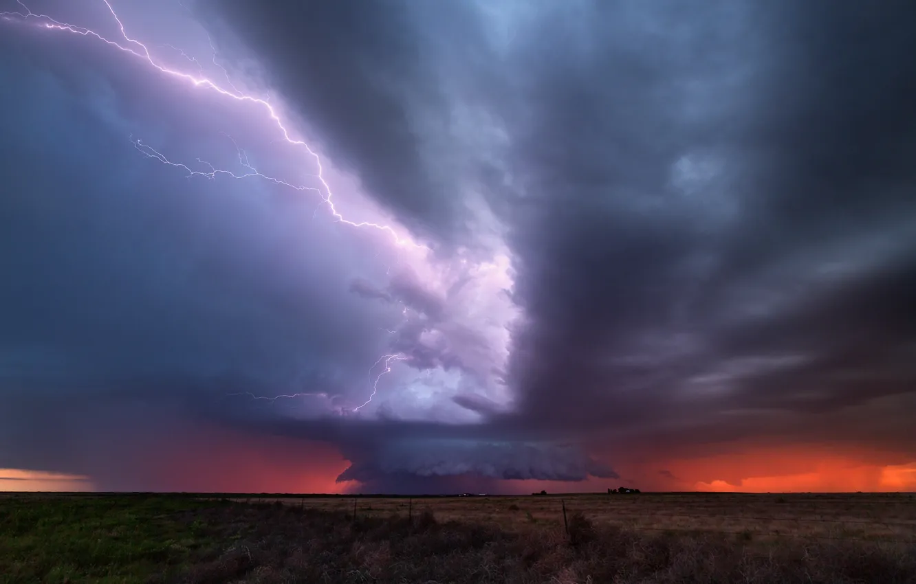 Photo wallpaper the sky, clouds, storm, lightning, the evening