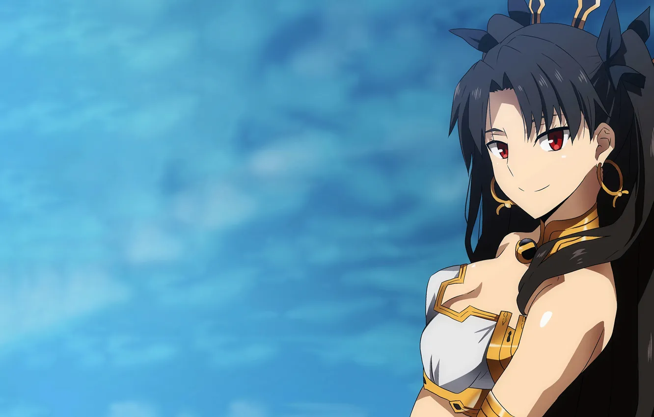 Photo wallpaper girl, sexy, cleavage, blouse, long hair, boobs, anime, beautiful