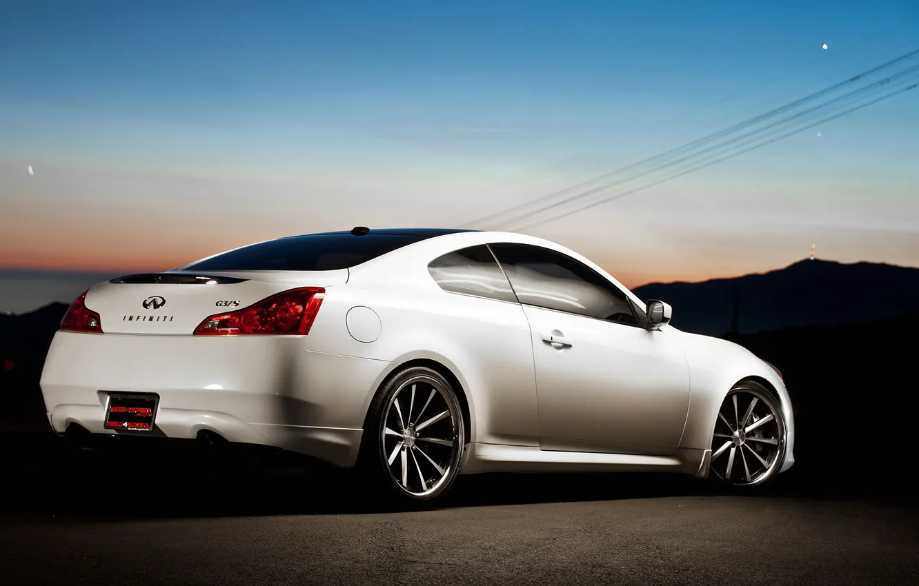 Photo wallpaper white, the sky, the evening, infiniti, Infiniti G37S
