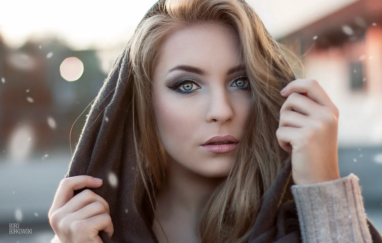 Photo wallpaper look, the sun, glare, background, model, portrait, makeup, hairstyle