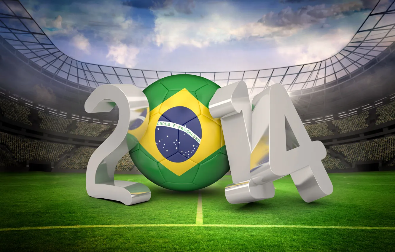 Photo wallpaper stadium, football, flag, World Cup, Brasil, FIFA, 2014, World Cup soccer 2014