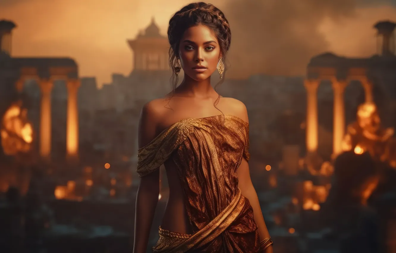 Photo wallpaper girl, Times, ancient, disaster