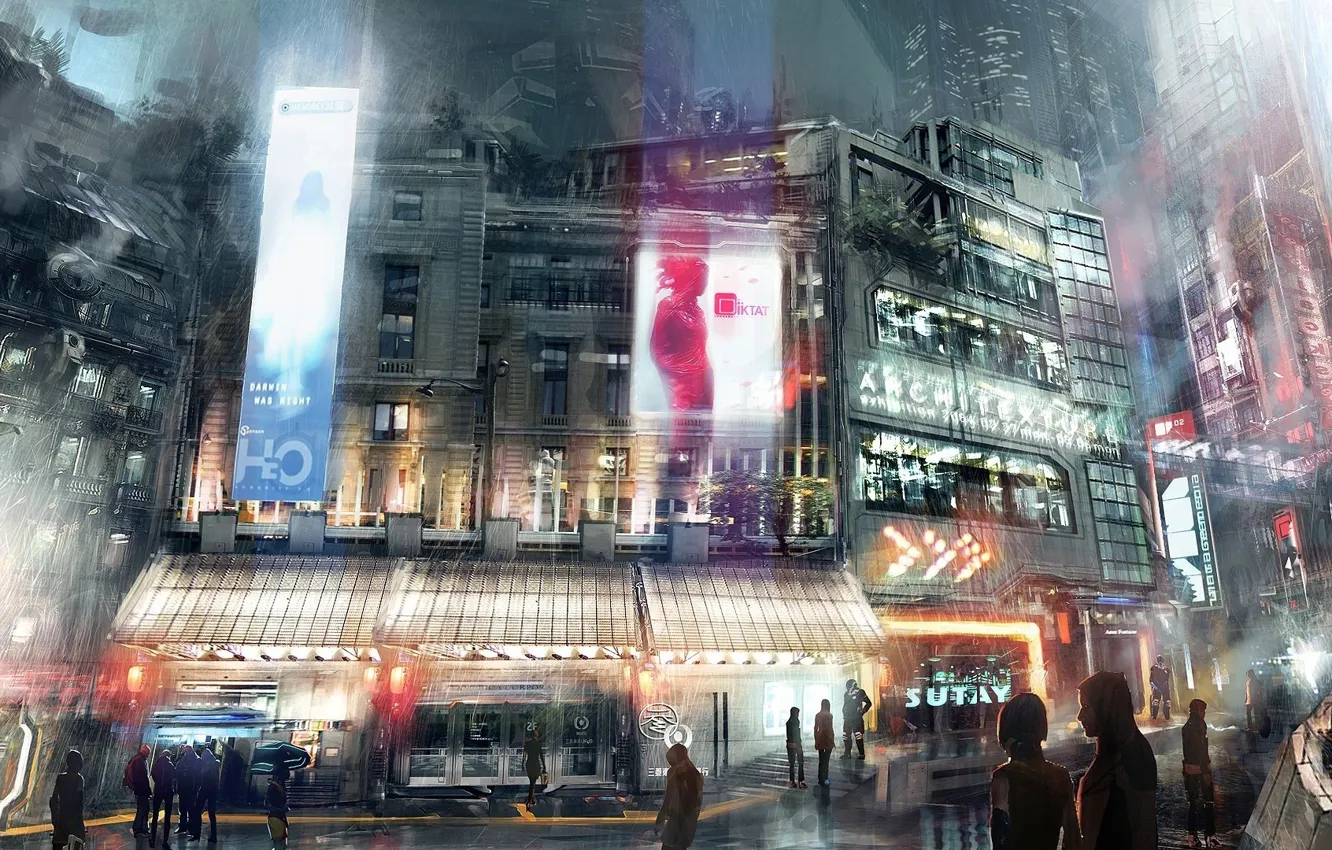 Photo wallpaper night, the city, future, fiction, art