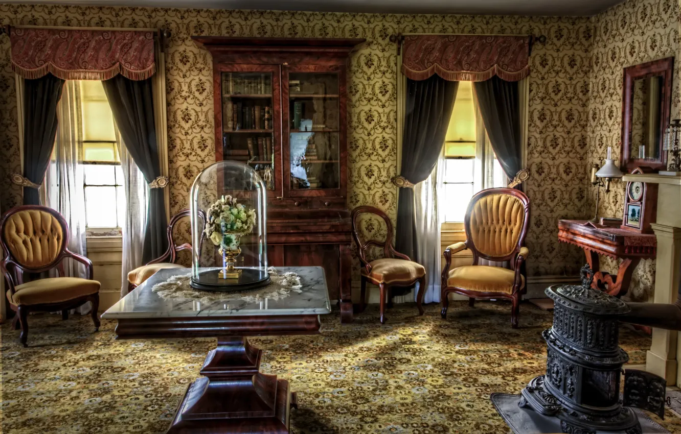 Photo wallpaper retro, interior, living room, historical, Victorian, antique