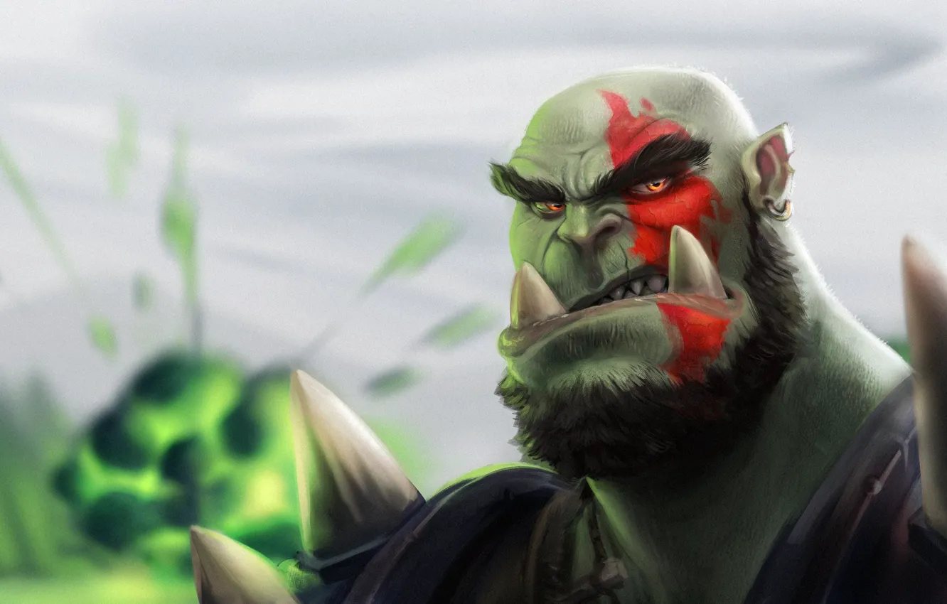 Photo wallpaper Figure, Face, World of Warcraft, Warcraft, Art, Orc, Kratos, God of War