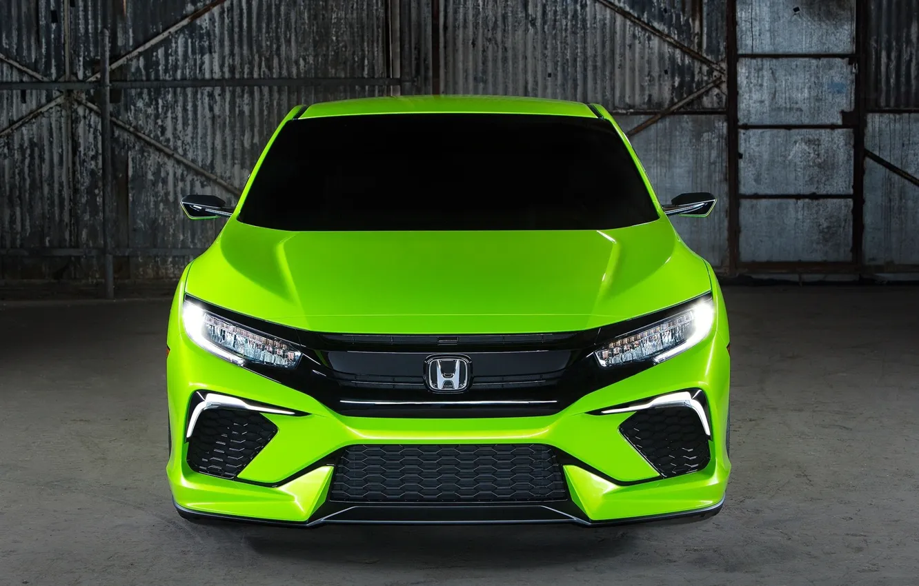 Photo wallpaper green, jdm, tuning, front, face, type r, vtec, Honda Wallpaper