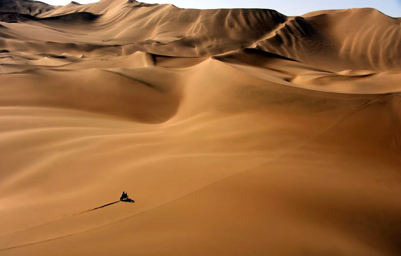 Photo wallpaper Sand, Sport, Desert, Motorcycle, Heat, Rally, Dakar, Dunes