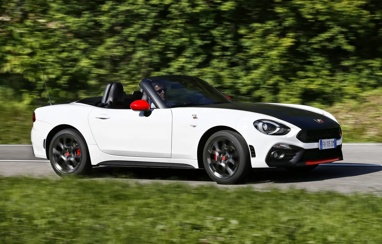 Photo wallpaper Roadster, side view, spider, black and white, double, Abarth, 2016, 124 Spider