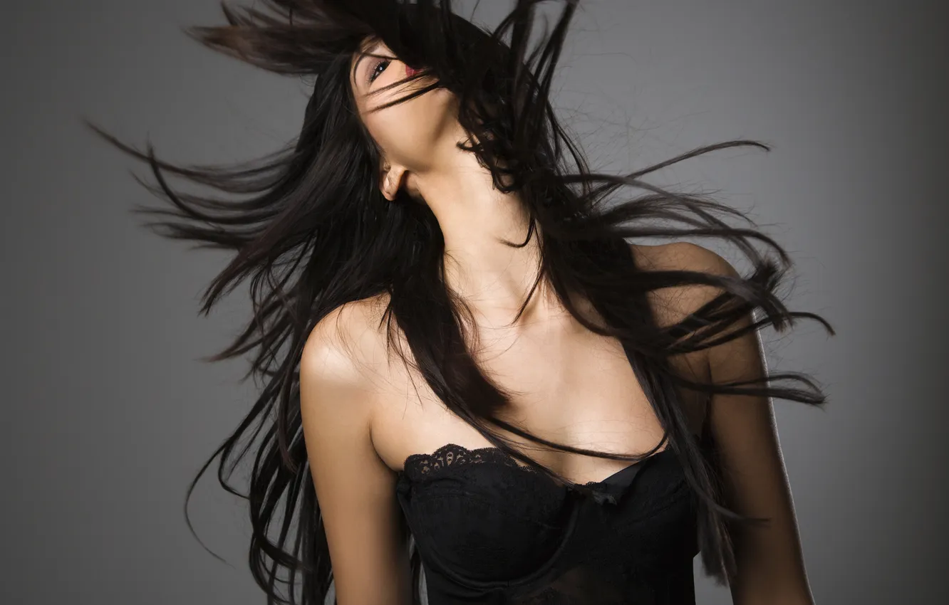 Photo wallpaper hair, brunette, stroke, nightie