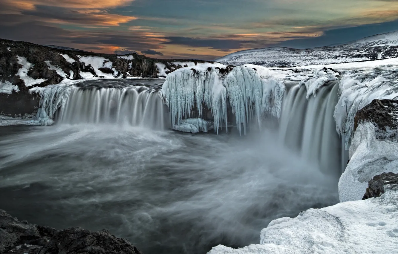 Photo wallpaper landscape, Northern Iceland, Godafoss Waterfall
