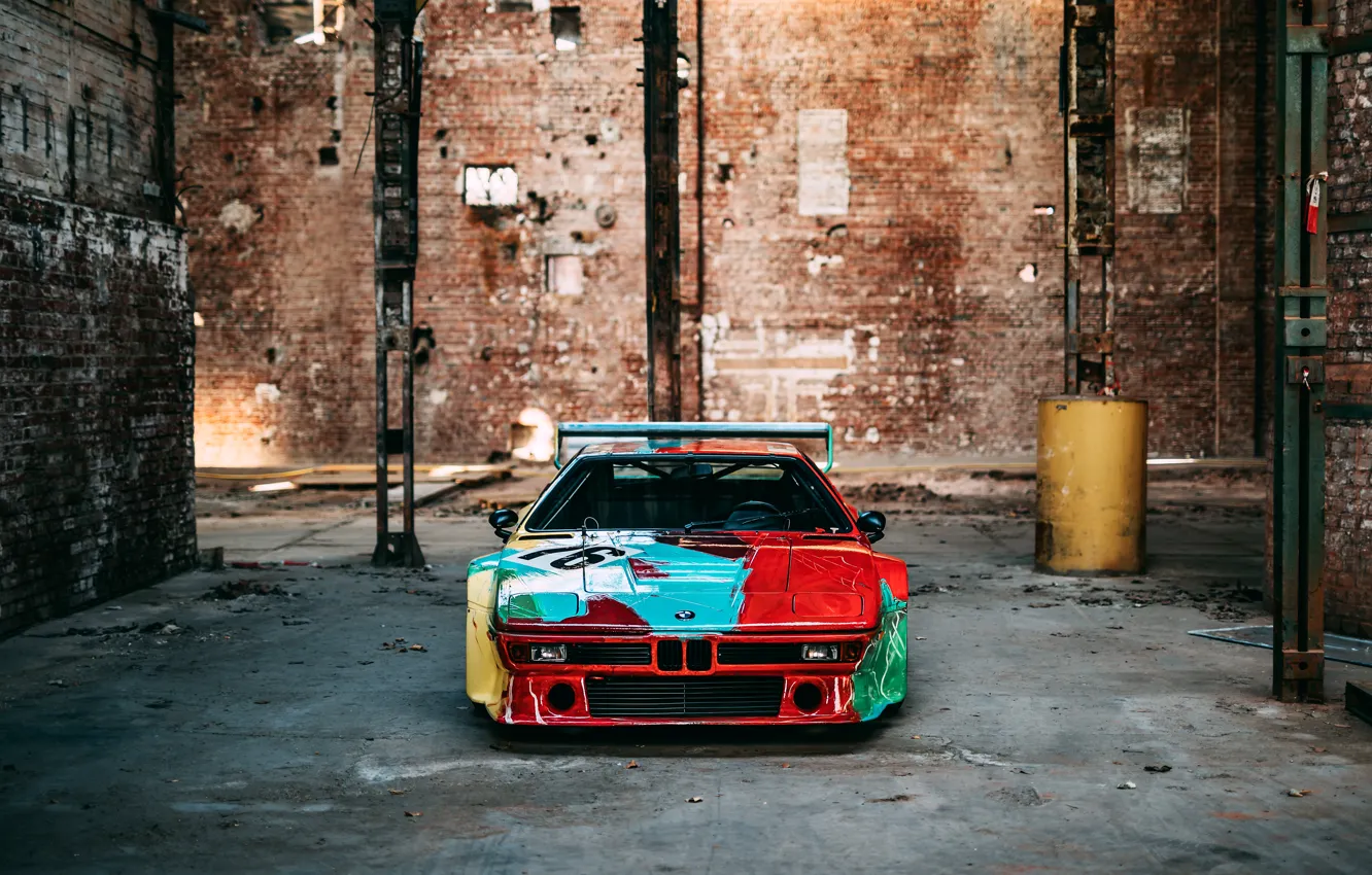 Photo wallpaper BMW, front view, E26, M1, BMW M1 Art Car by Andy Warhol