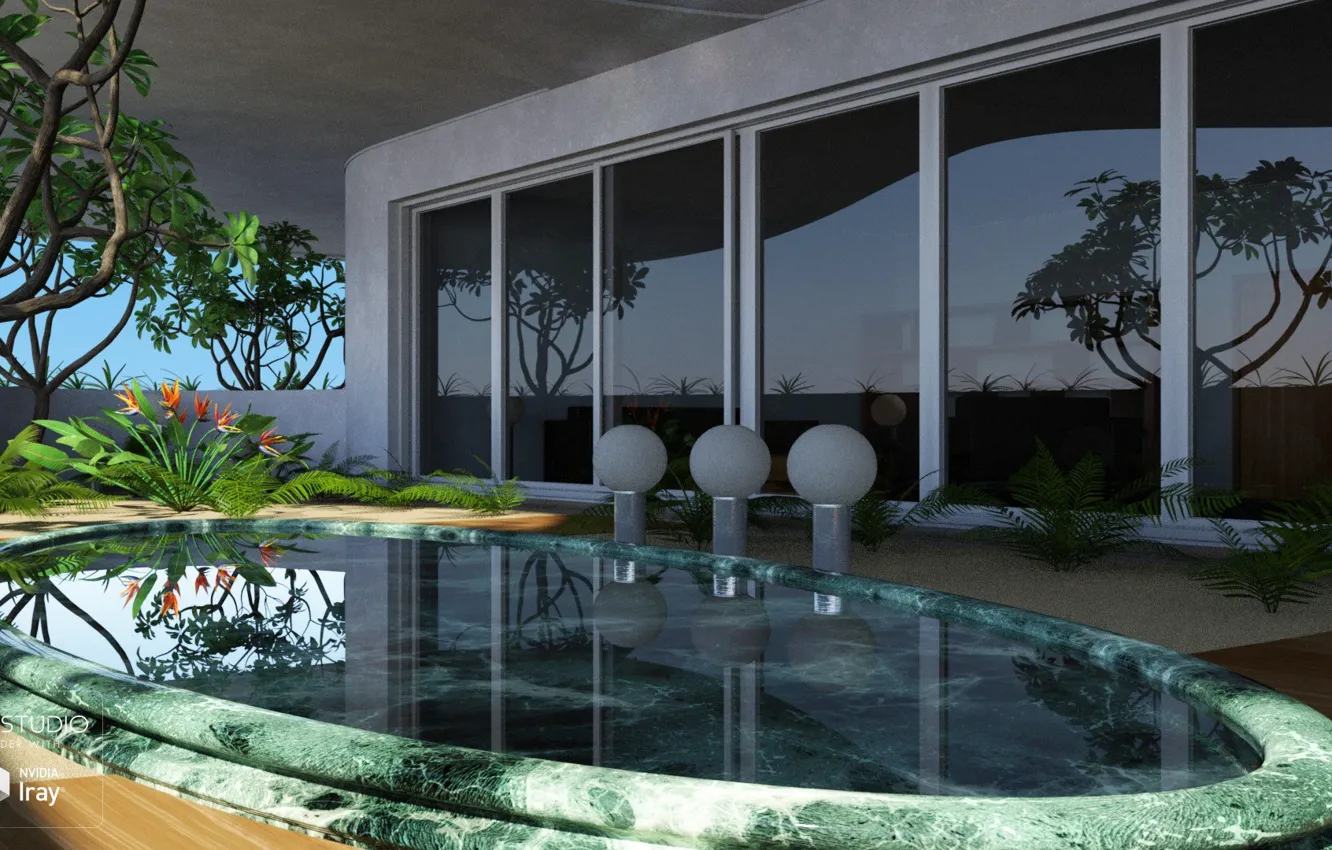 Photo wallpaper water, design, plant, architecture, Eco Building