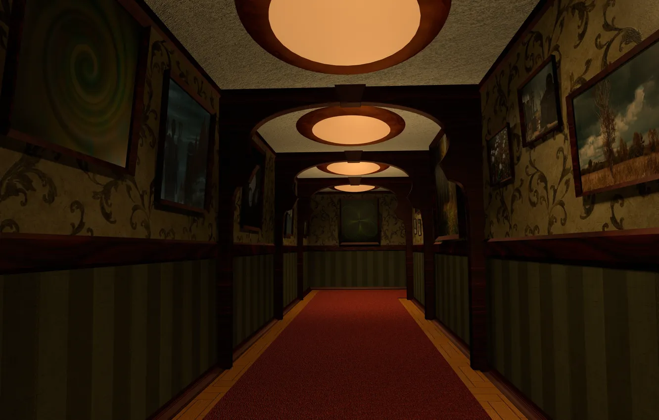 Photo wallpaper picture, corridor, gallery, Entourage, blender3d