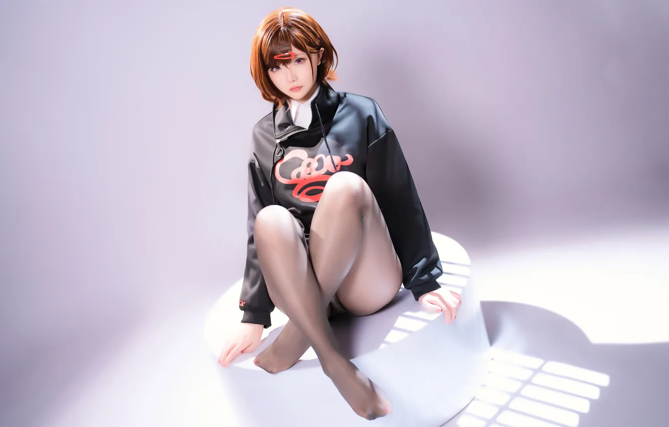 Photo wallpaper legs, model, women, cosplay, asian, pantyhose, legs crossed, Hoshilily