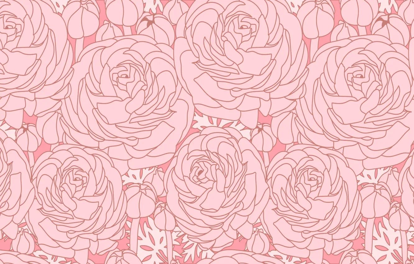 Photo wallpaper flowers, roses, texture, pattern, pink background, Ranunculus