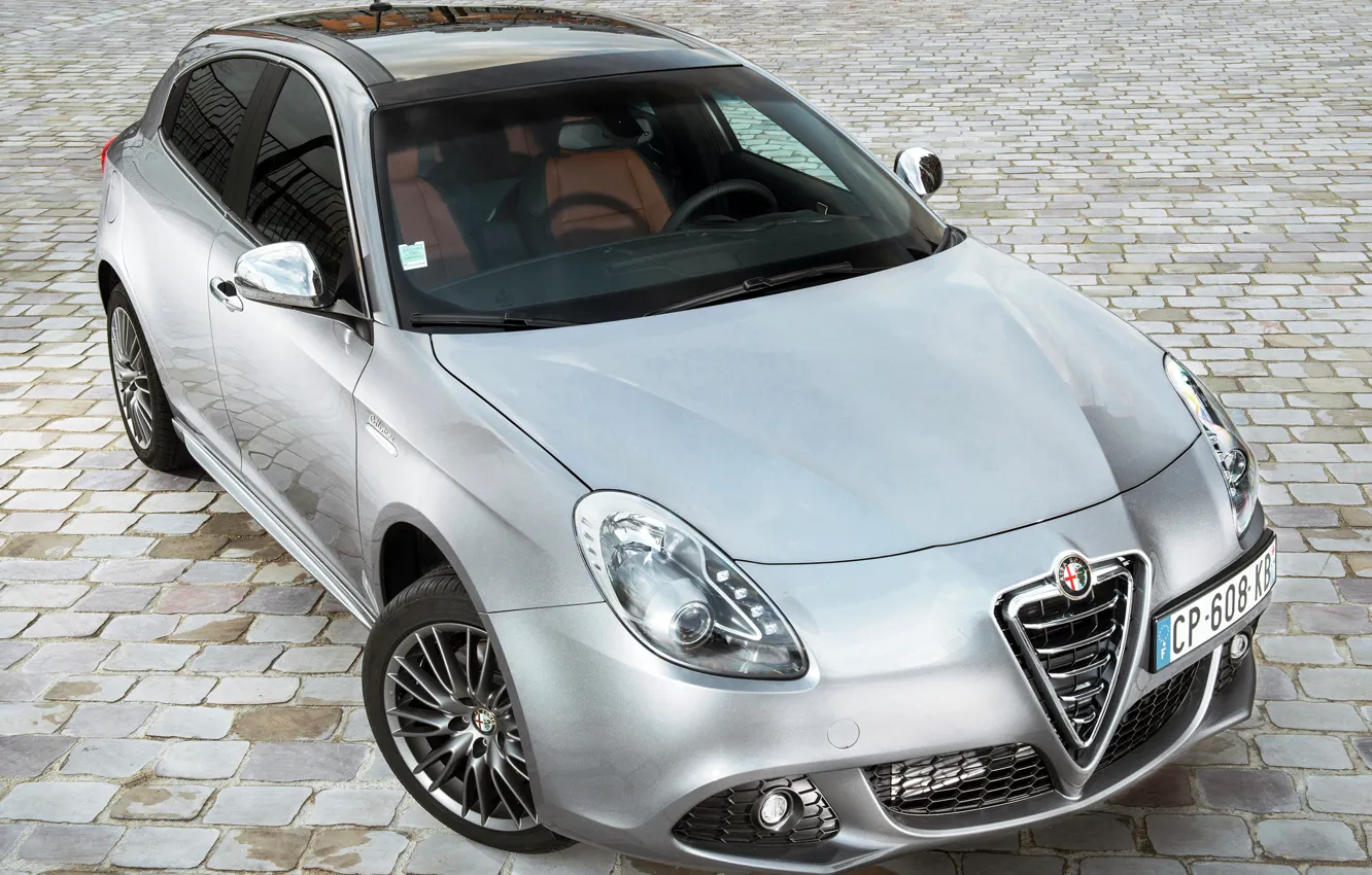 Photo wallpaper lights, silver, Alfa Romeo, car, the front, Italian, Collection, Juliet