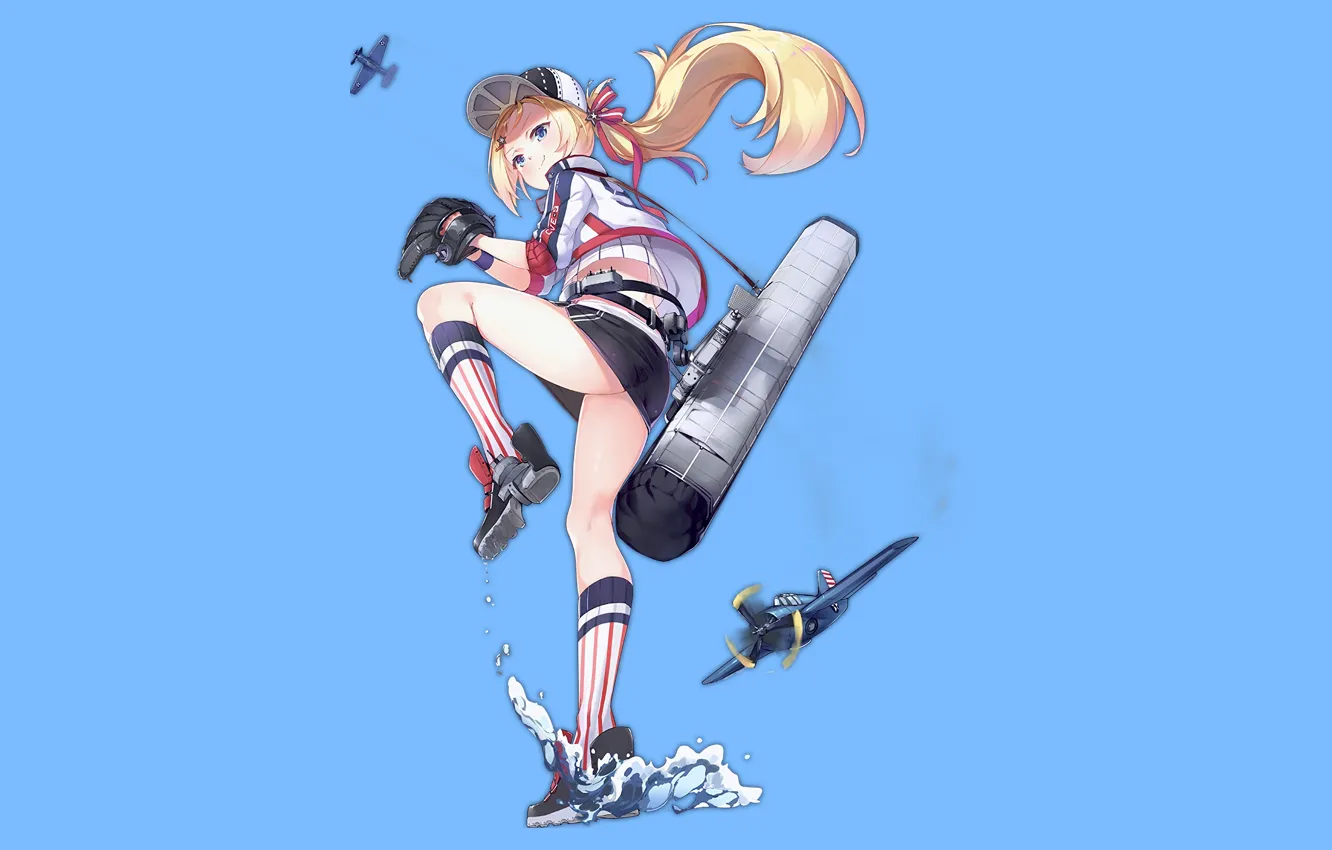 Photo wallpaper girl, sexy, long hair, anime, blue eyes, beautiful, pretty, attractive