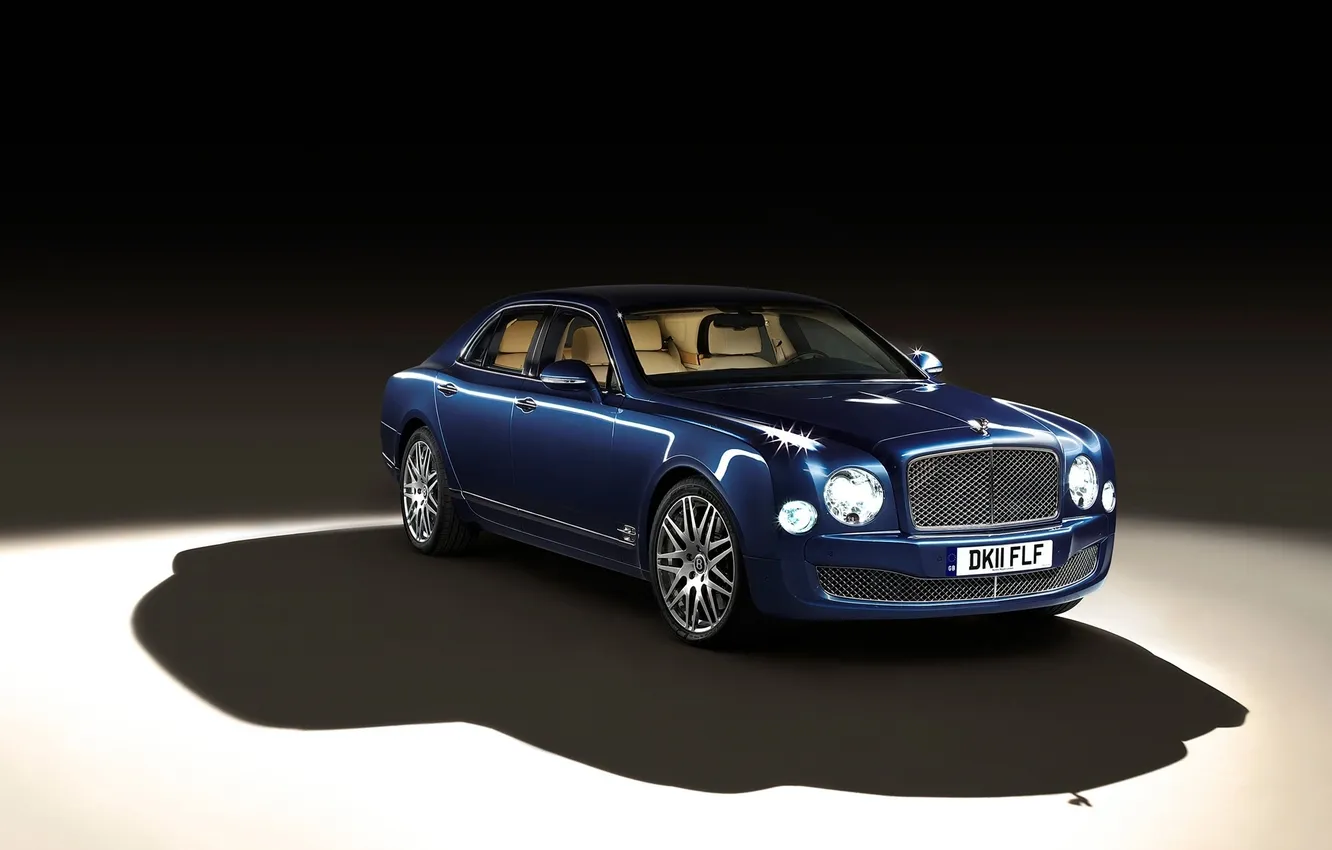 Photo wallpaper blue, Bentley, twilight, sedan, the front, limousine, Bentley, Mulsanne