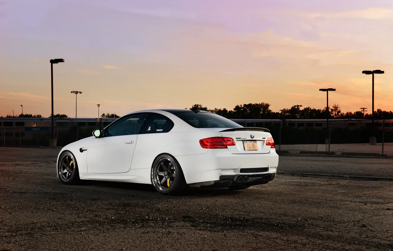 Photo wallpaper white, asphalt, street, BMW, BMW, white, street, e92