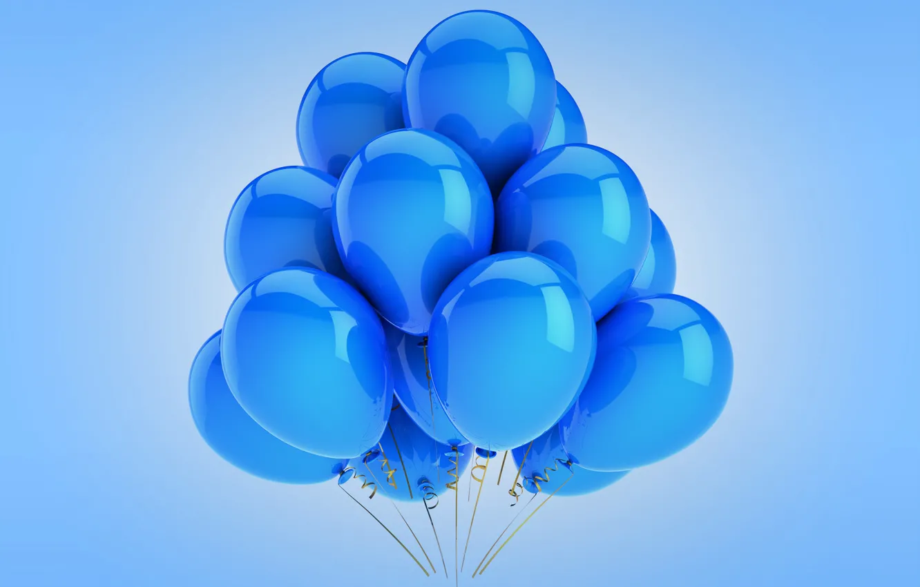 Photo wallpaper balloons, blue, celebration, holiday, balloons