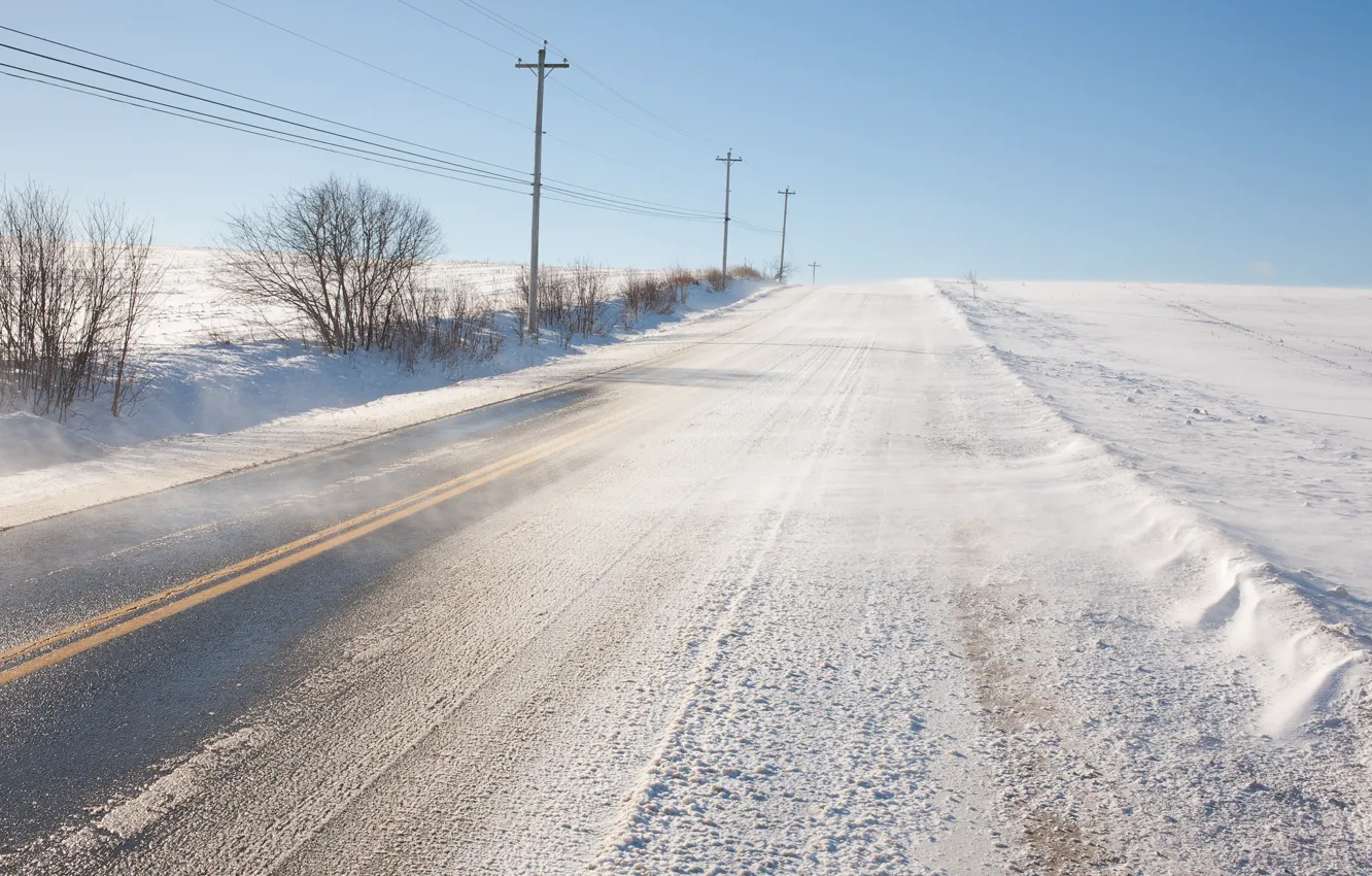 Photo wallpaper road, snow, Blizzard
