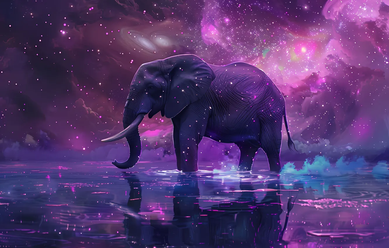 Photo wallpaper fantasy, elephant, illustration