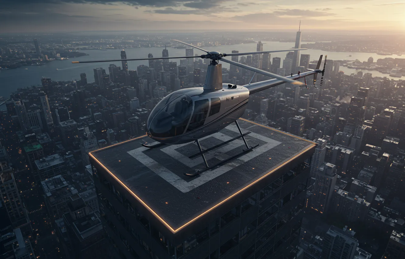 Photo wallpaper flight, aviation, technique, helicopter, AI art, neural network