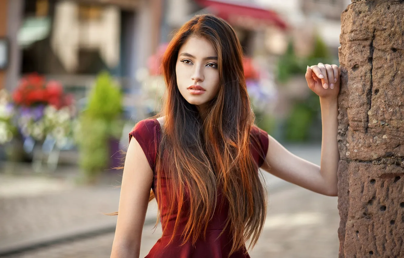 Photo wallpaper girl, light, the city, bokeh, Lods Franck, Leana