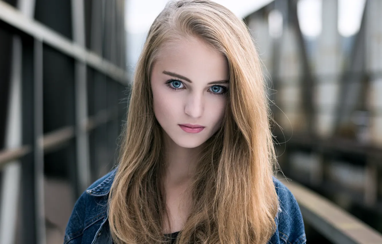 Photo wallpaper look, background, model, portrait, makeup, hairstyle, blonde, bokeh