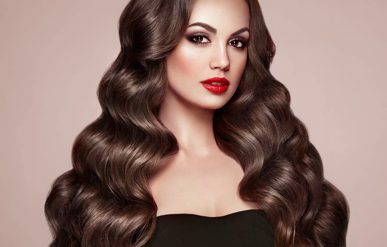 Photo wallpaper girl, model, makeup, brown hair, beautiful, curls, Oleg Gekman