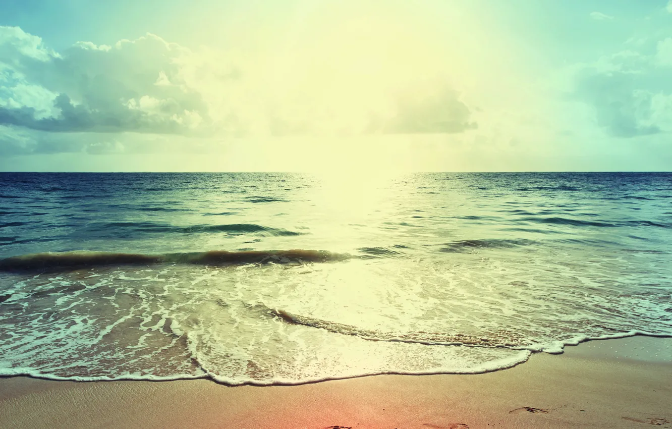 Photo wallpaper sand, sea, beach, sunset, shore, beach, sea, sunset