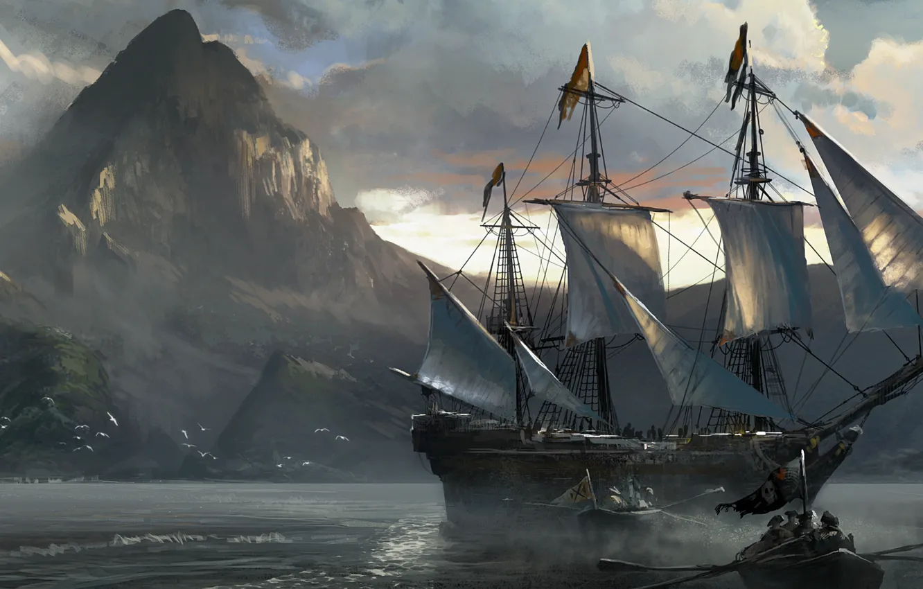 Photo wallpaper sea, ship, Assassin's Creed IV: Black Flag, Assassin's Creed 4: Black Flag