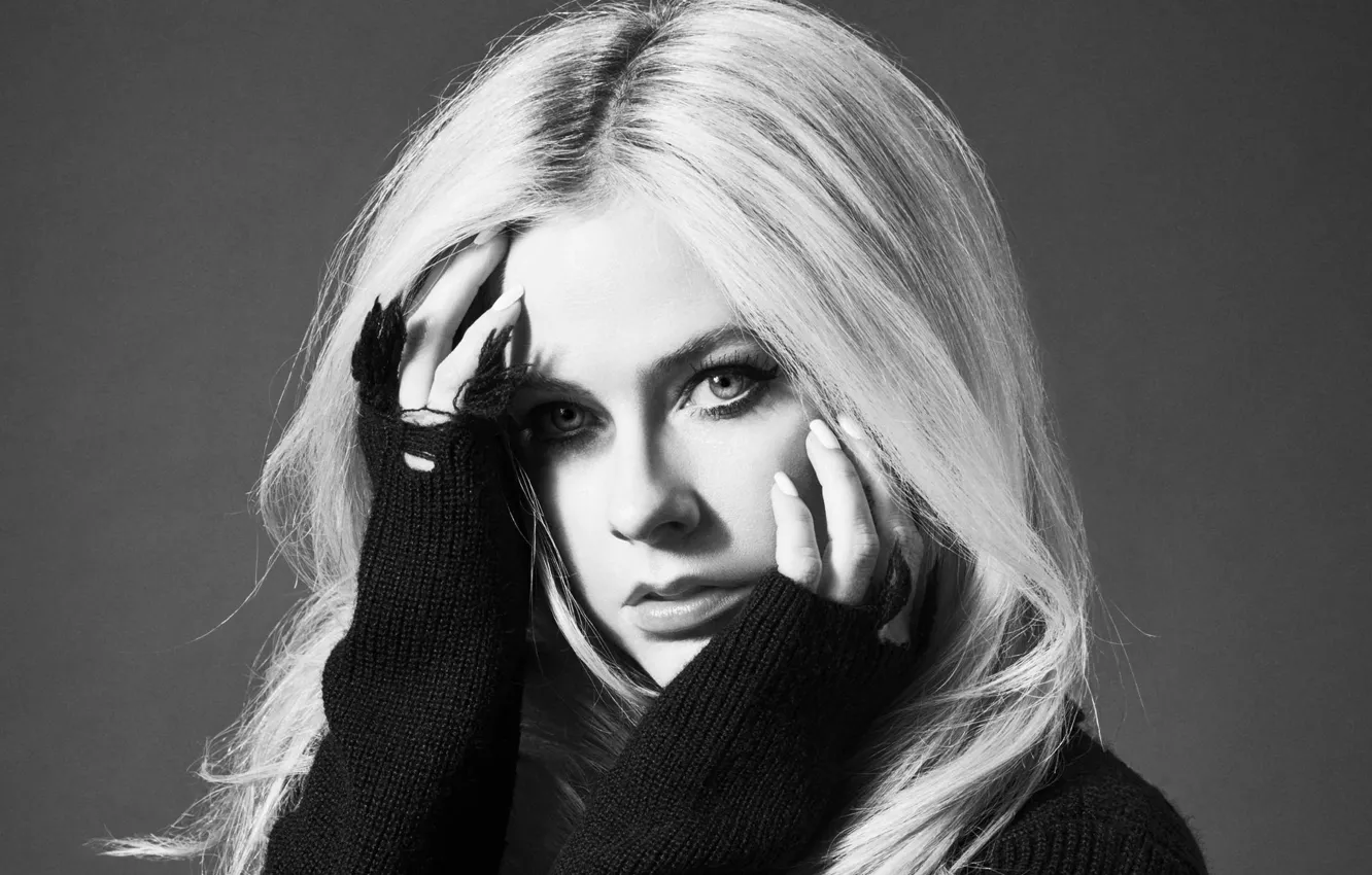 Photo wallpaper Avril Lavigne, Avril Lavigne, Singer, Singer, Black And White