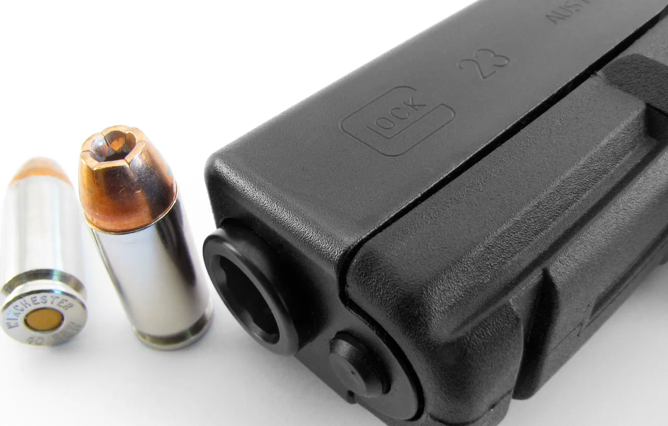 Photo wallpaper gun, cartridges, Glock 23