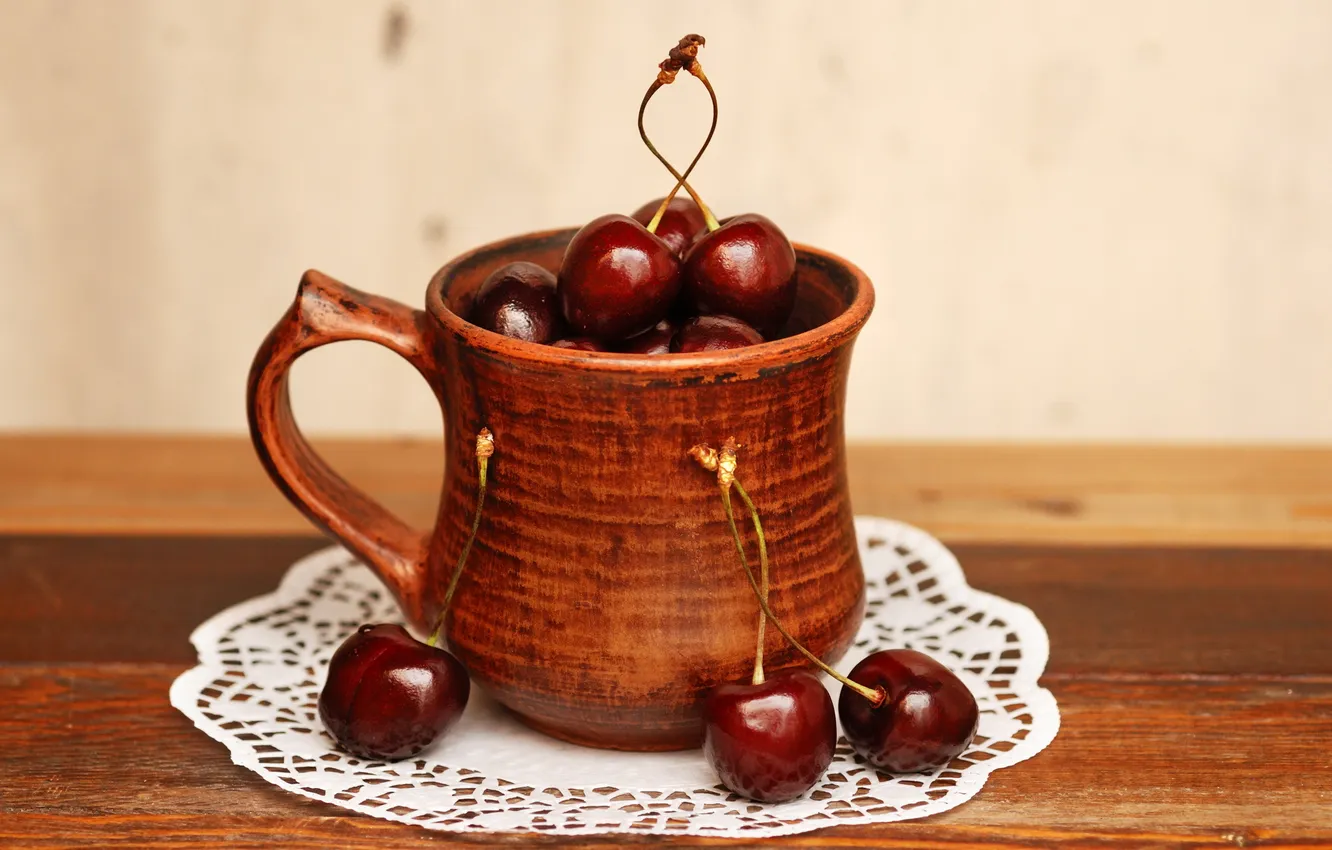 Photo wallpaper berry, cup, Summer joys