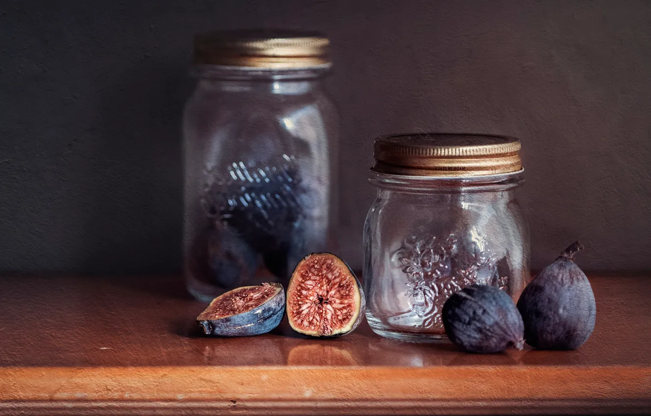 Photo wallpaper glass, background, banks, still life, figs