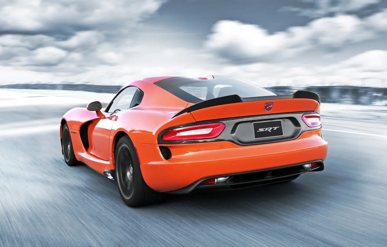 Photo wallpaper the sky, orange, Dodge, Dodge, supercar, Viper, rear view, Viper