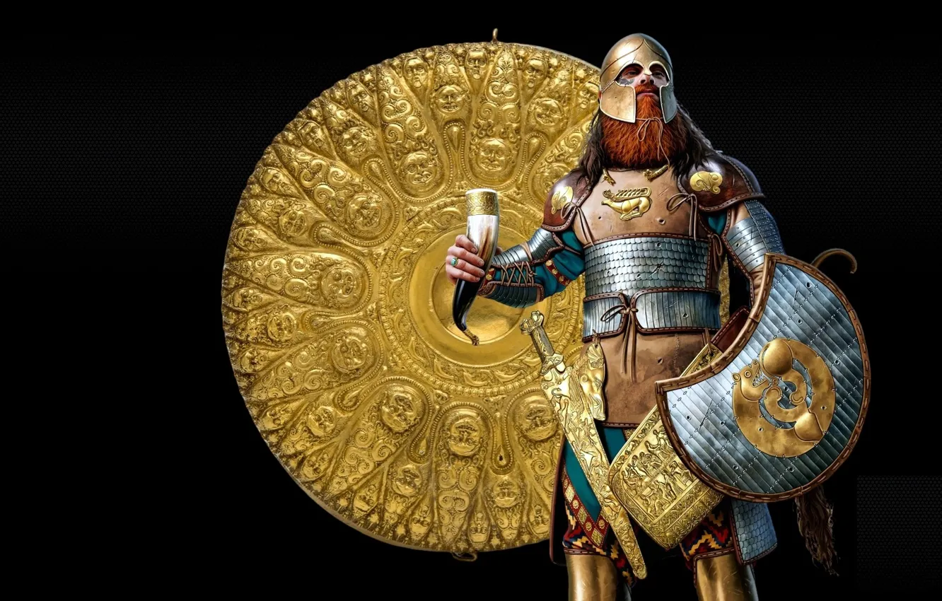 Photo wallpaper sword, armor, shield, Joan Francesc Oliveras Pallerols, Ateas king of the Pontic Scythians, Atheas King …