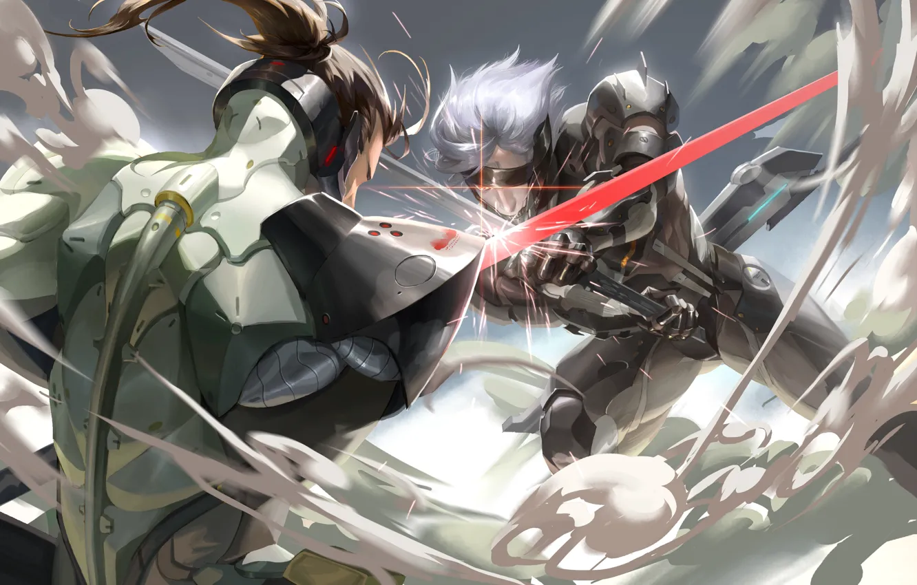 Photo wallpaper sword, battle, Snake, Sam, konami, Raiden, Metal Gear Rising: Revengeance, cyborg