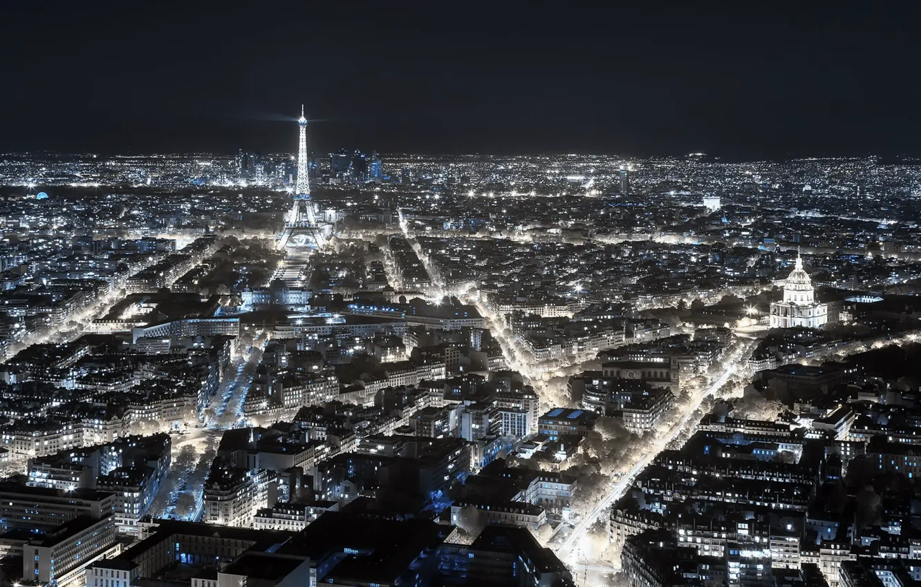 Photo wallpaper night, the city, Paris