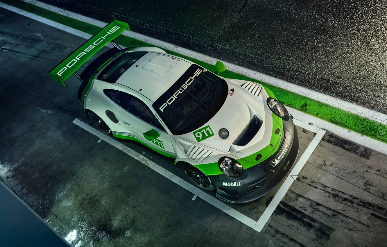 Photo wallpaper 911, Porsche, racing car, the view from the top, GT3 R, 2019