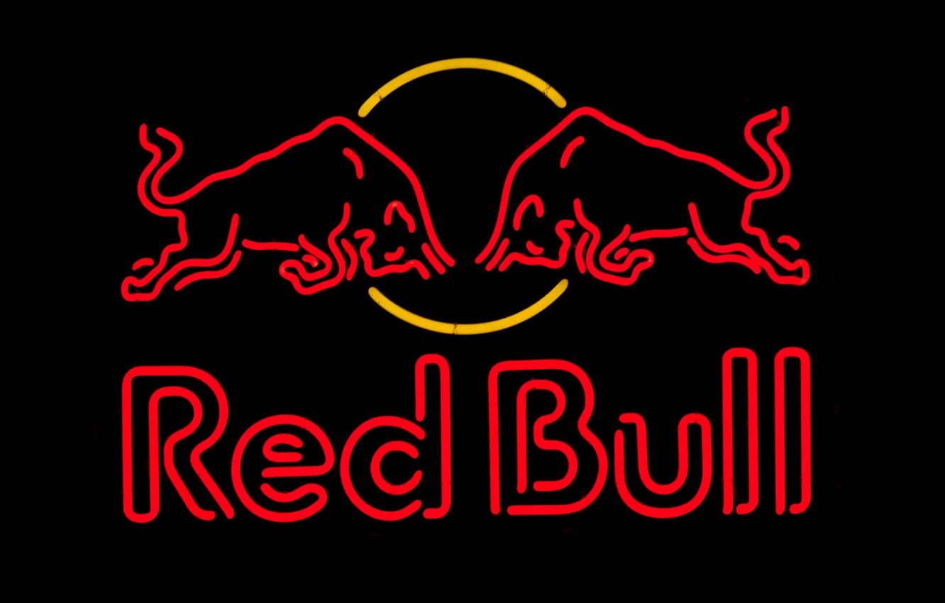 Photo wallpaper neon, advertising, drink, Red Bull